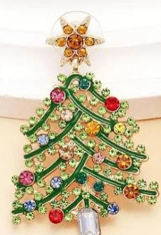 Rhinestone Christmas tree earring
