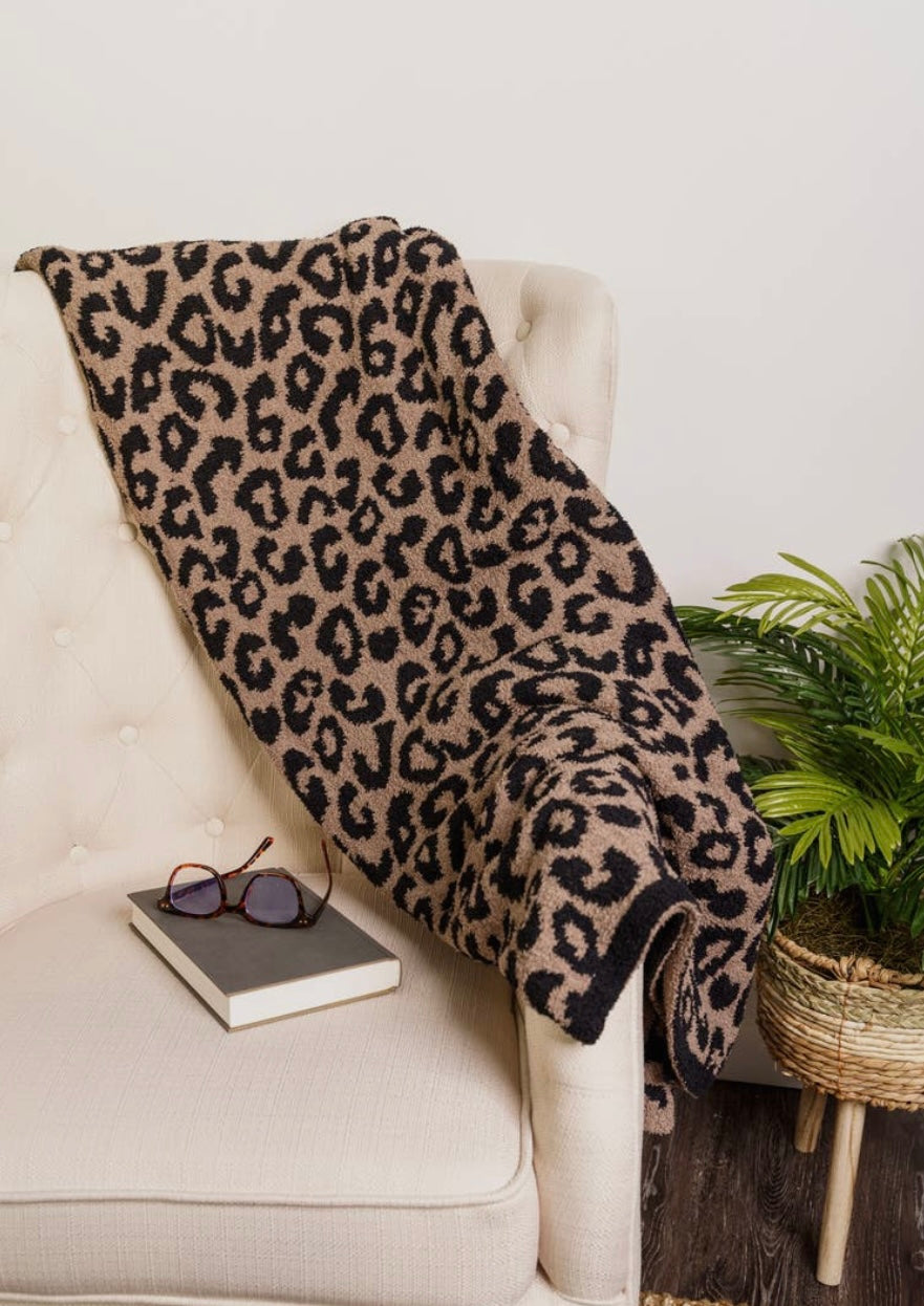 Luxury Cozy  Throw- leopard & cable knit