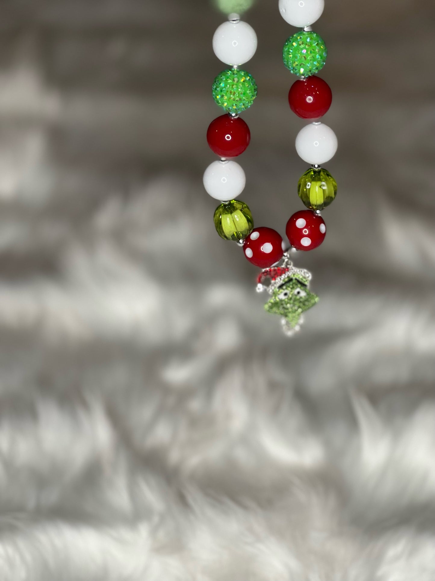 The Grinch Chunky Christmas Bead Necklace