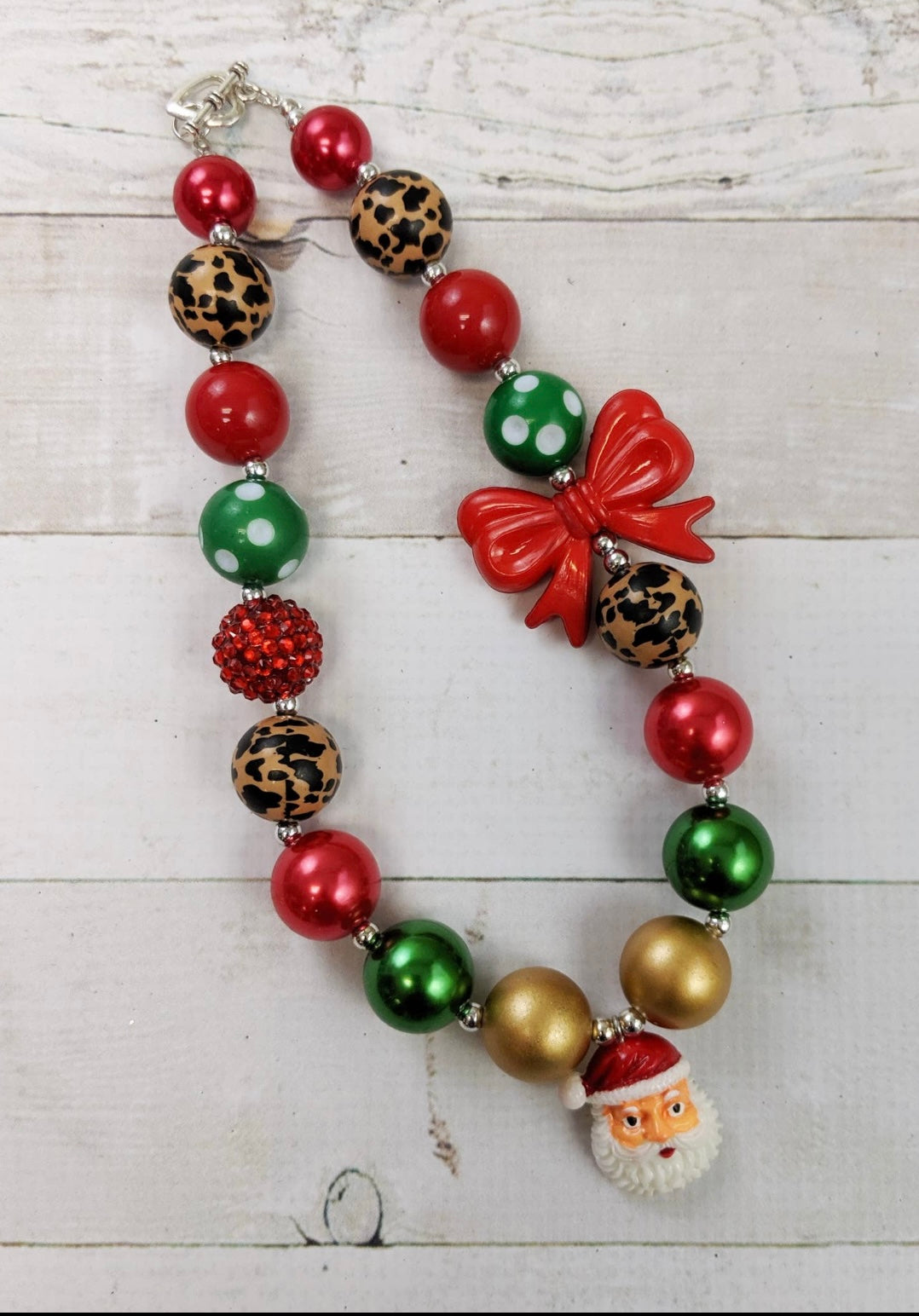 Wild about Santa Christmas Chunky Bead Necklace