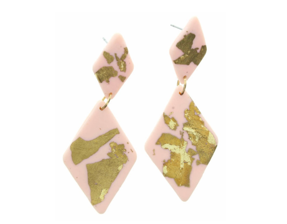 Pink and Gold Geometric Earrings