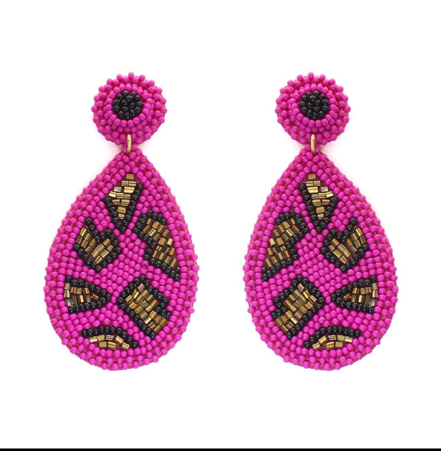 Hot Pink Cami Leopard Earring