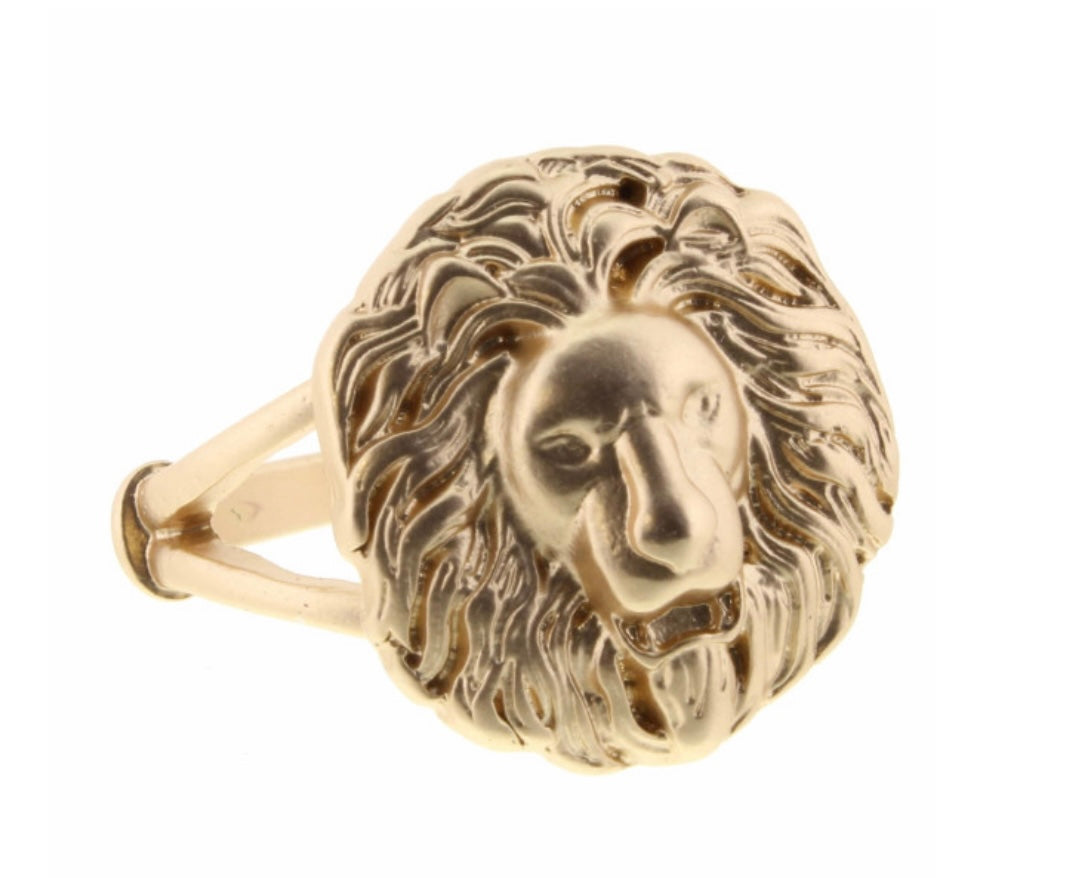 Gold Lion Head Ring