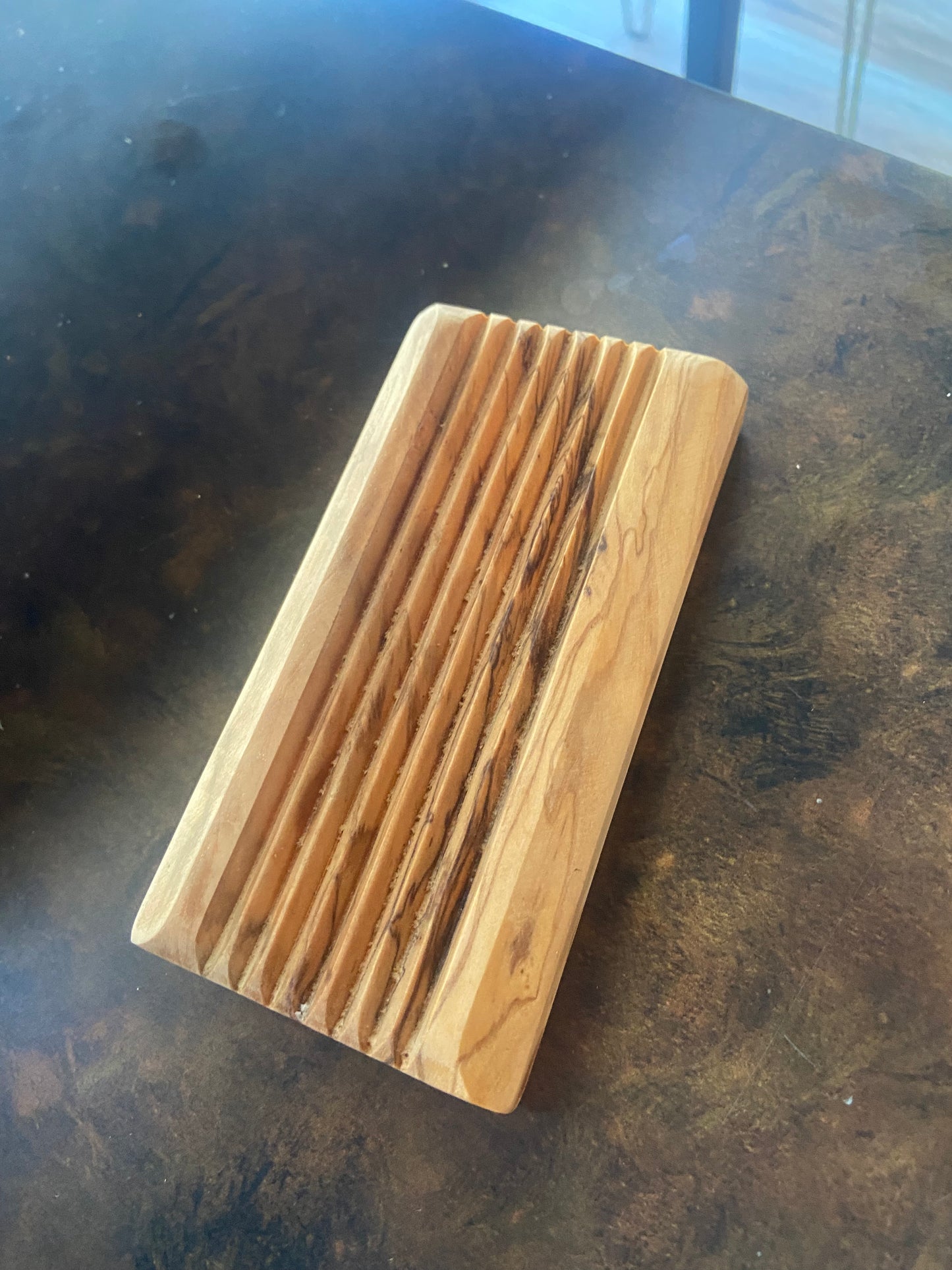 Wooden Soap Dish With Ridges