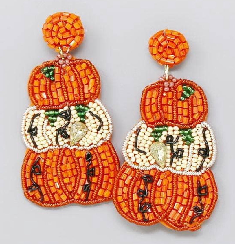 Pumpkin Patch Beaded Earring