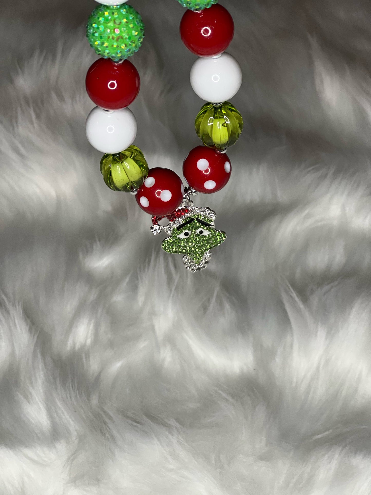 The Grinch Chunky Christmas Bead Necklace